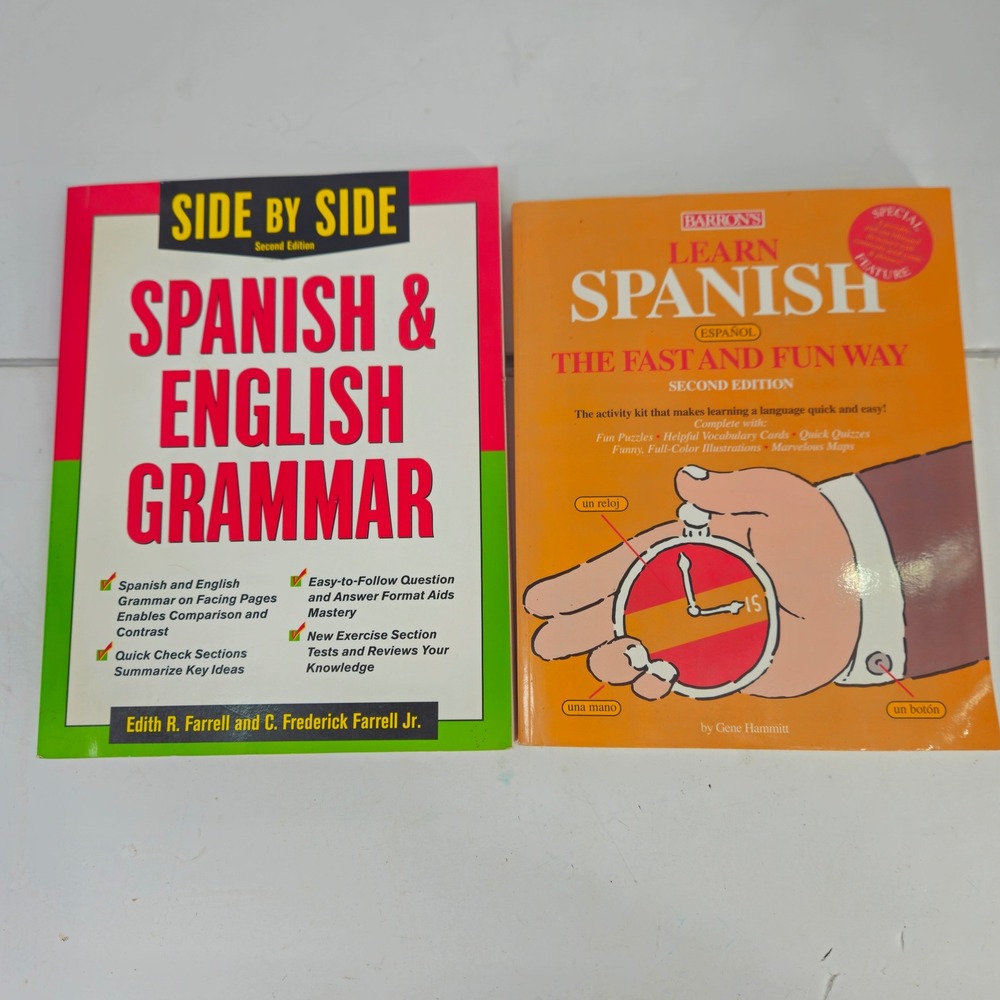 Lot Spanish & English Grammar Side‎ by Side & Learn Spanish Fast and Fun Way Set